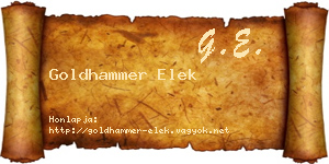 Goldhammer Elek névjegykártya